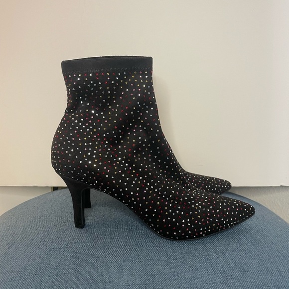 INC Black Rhinestone Padded Bray Pointed Toe Stiletto Booties size 10 - Picture 10 of 12